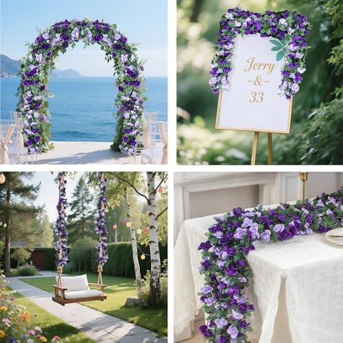 5Pcs 41FT Artificial Purple Rose Garland for Decor