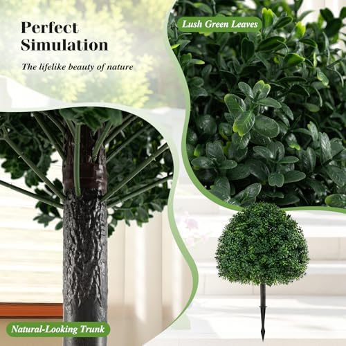 Goplus 28 Inches Artificial Boxwood Topiary Set 2 Pack