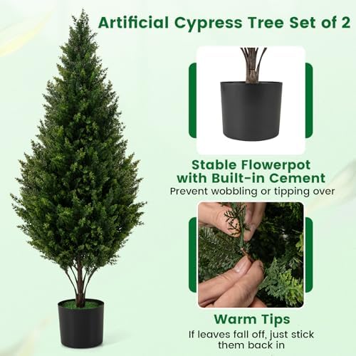 Goplus Artificial Cedar Topiary Trees Set of 2
