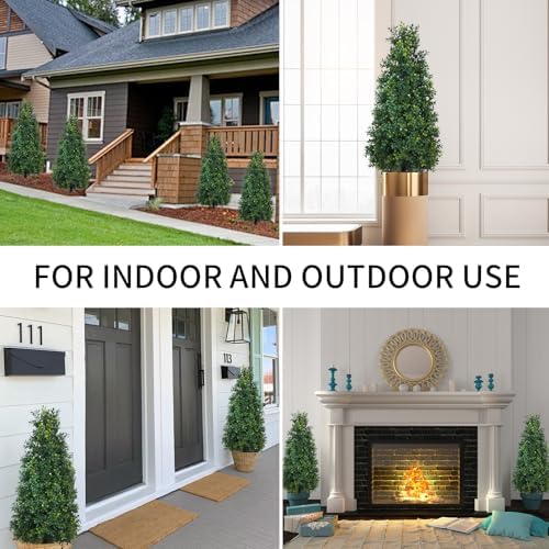 Howngyesimu 3FT Artificial Boxwood Topiary Balls 2 Pack UV Resistant