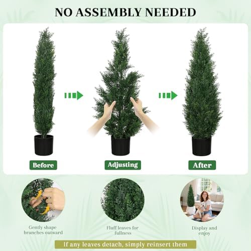 3FT Artificial Cedar Topiary Trees Set of 2