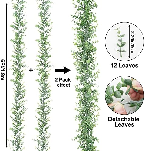 Dolicer 2 Pack Artificial Eucalyptus Garland Grey Green