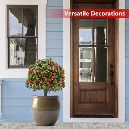 28 Artificial Boxwood Topiary Tree with Rose Set of 2