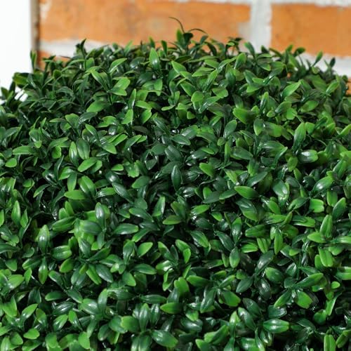 HOMCOM Artificial Trees Set of 2 24 Inch Green Boxwood Topiary