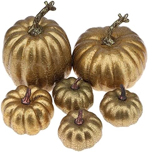6 Pcs Gold Artificial Pumpkin Halloween Decor