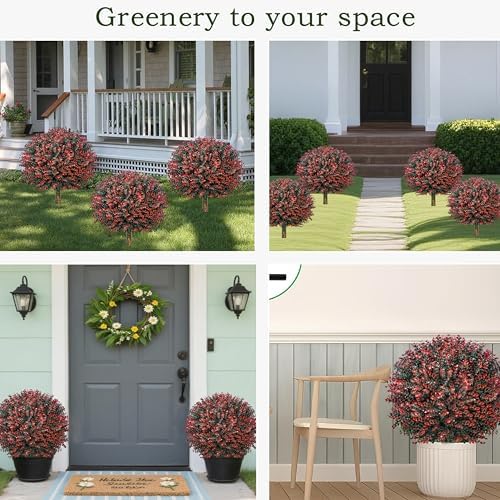 Ronyila Artificial Boxwood Topiary Ball Tree Set of 2