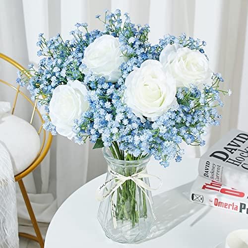 LYLYFAN Babys Breath Artificial Flowers 12Pcs Blue Gypsophila Wedding Decoration