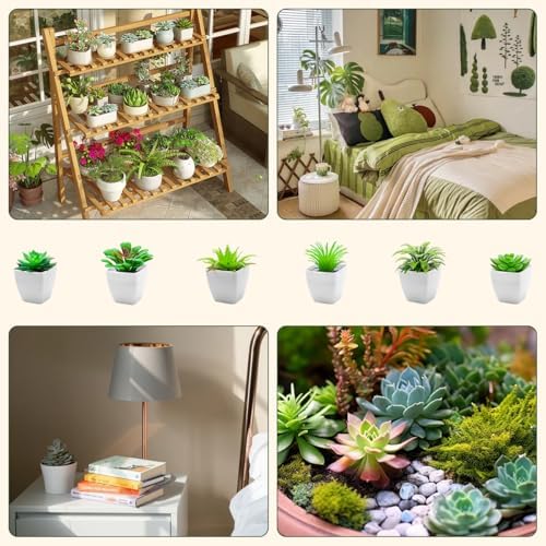 6pcs Artificial Succulent Plants Indoor Decor in Pots