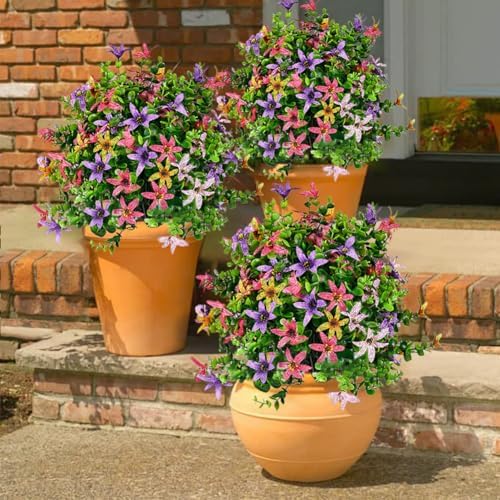 Set of 2 Artificial Boxwood Topiary Trees with Flowers