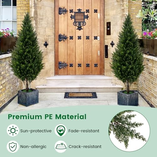 Goplus Artificial Cedar Topiary Trees Set of 2