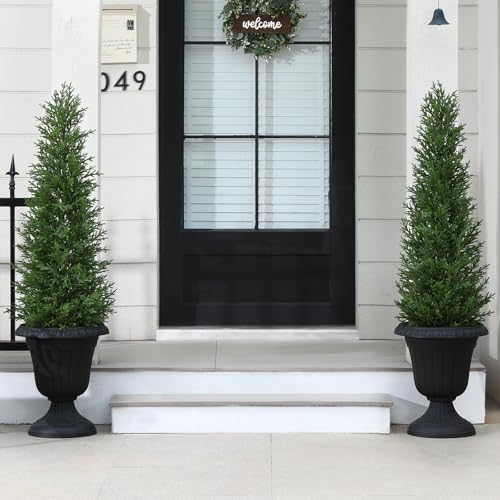Artificial Cedar Topiary Trees Set of 2 4FT Indoor Outdoor