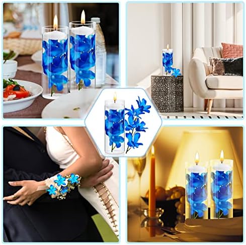 Hanaive 42 Pcs Blue Orchids Artificial Flower Vase Fillers