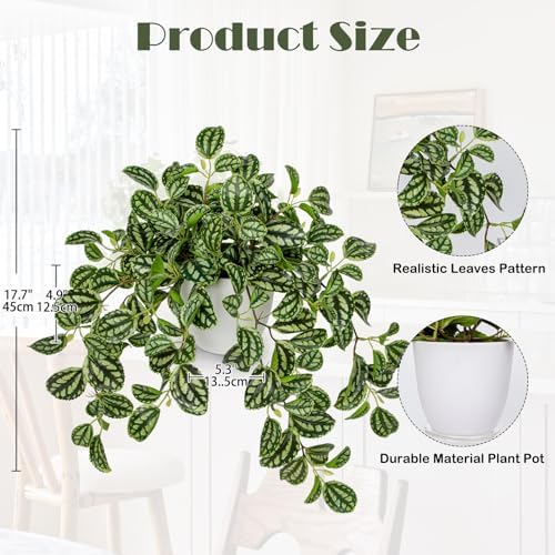 Briful Faux Watermelon Peperomia Artificial Plant for Home Office