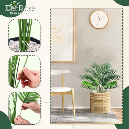 Der Rose 28 Inch Tall Fake Palm Artificial Tree with Black Pot