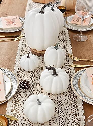 DearHouse 8Pcs Artificial Pumpkins Fall Decor Set with 2Pcs Pinecones