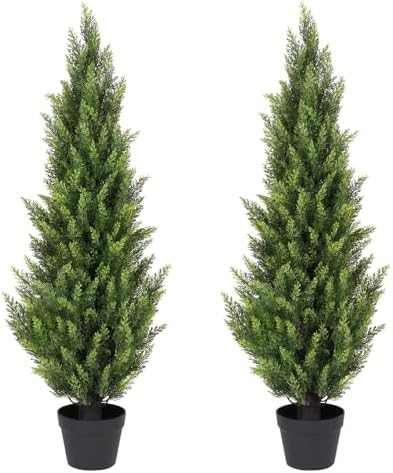 4FT Artificial Cedar Topiary Trees Set of 2