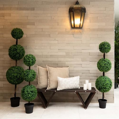 Nearly Natural 5ft Artificial Triple Ball Boxwood Topiary Tree 1