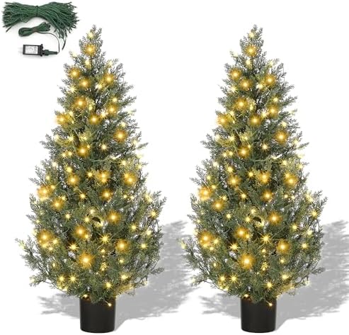 4FT Artificial Cedar Tree with 100 LED Lights and 8 Modes Remote Control