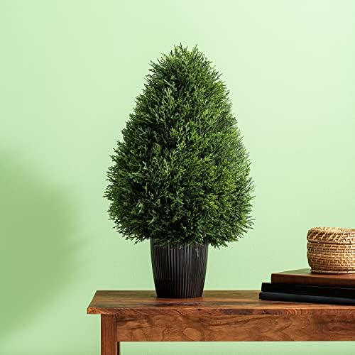 Vickerman 24 Inch Artificial Cedar Topiary Potted Bush