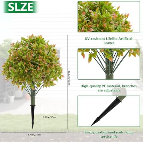 UNADRA Artificial Topiary Ball Plants Set of 2 236 Inch Height