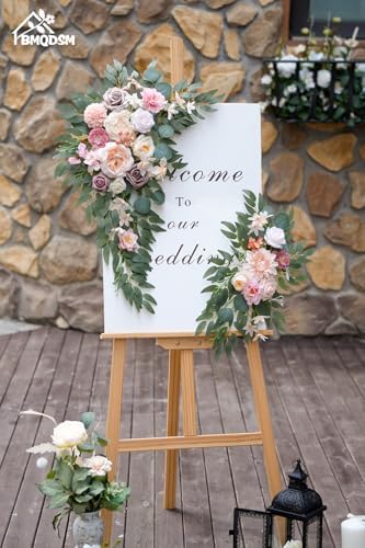 BMQDSM Faux Flowers Wedding Arch Kit Dark Pink