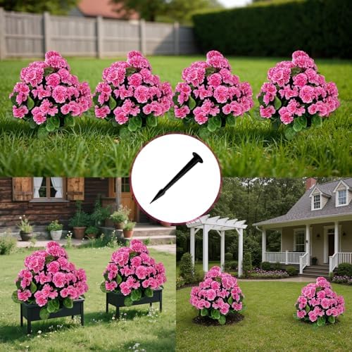 GarveeHome Artificial Lavender Begonia Ball Trees 2 Set