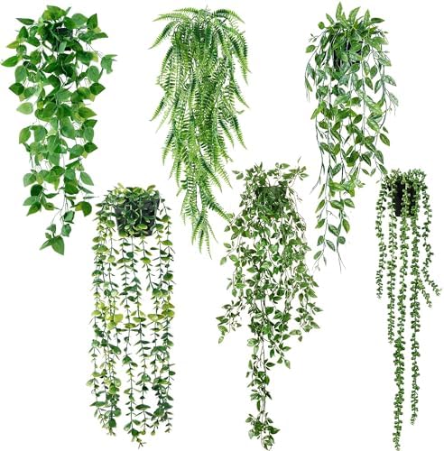 Sggvecsy 6 Pack Artificial Hanging Plants for Home Decor