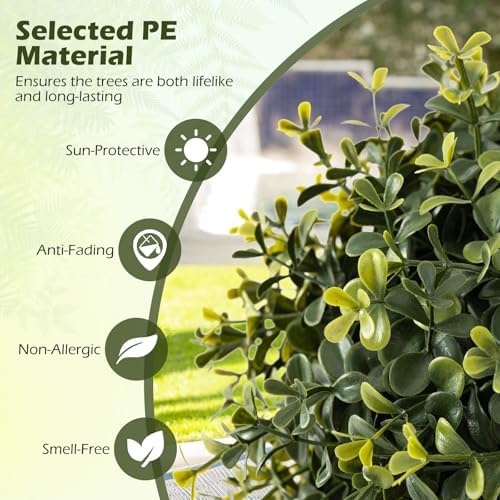 Goplus 3 Ft Artificial Boxwood Topiary Trees Set of 2