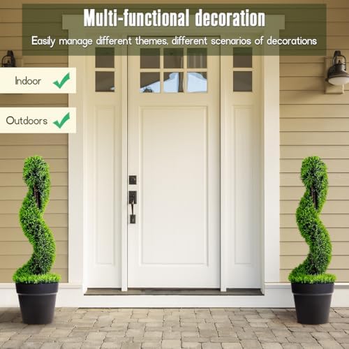 2pcs Artificial Spiral Topiary Cedar Trees for Home and Yard