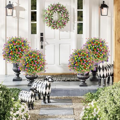 2 Pack Artificial Topiary Ball Trees with Ground Spike
