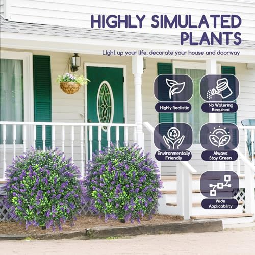 Artificial Lavender Topiary Balls 2 Set 20 Inch Decor