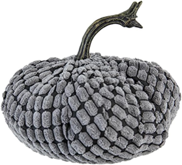 Farmhouse Weighted Pumpkins Set of 2 Gray Chenille Fall Decor