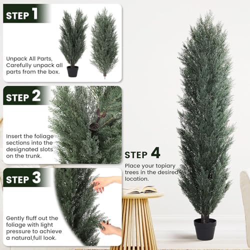 THE BLOOM TIMES 6ft Artificial Topiary Trees Set of 2