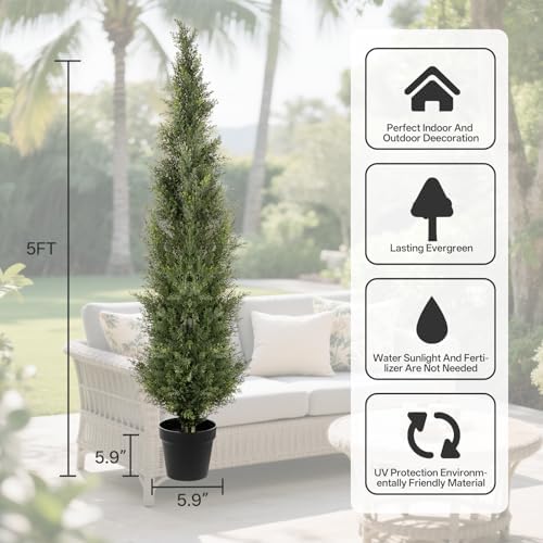 2Pack 5FT Artificial Cedar Topiary Trees