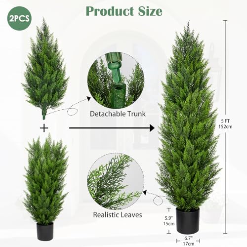 Briful 5ft Cedar Topiary Trees Artificial Set of 2
