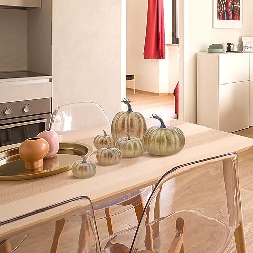 6 Pcs Gold Artificial Pumpkin Halloween Decor