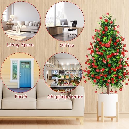 Sunnyglade 2 Pack 275 Inch Artificial Rose Topiary Trees