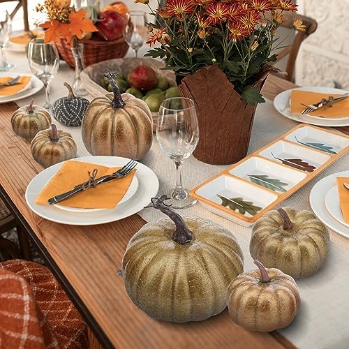 6 Pcs Gold Artificial Pumpkin Halloween Decor