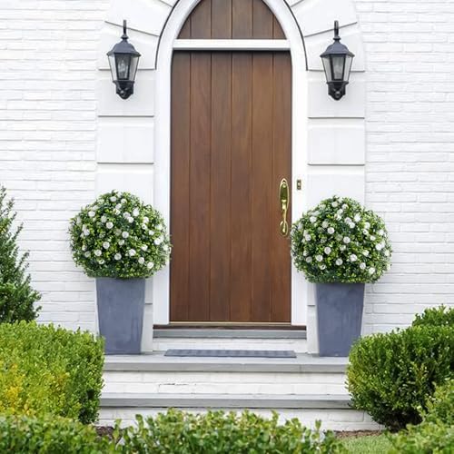 GarveeHome 236 Inch Artificial Topiary Set of 2 with Metal Spikes