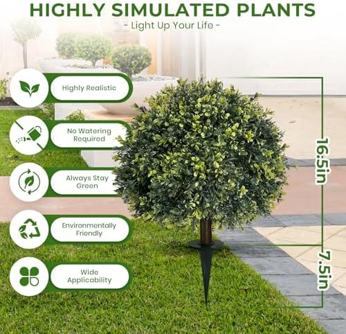 ICX 2 Pack 24 Inch Artificial Boxwood Topiary Balls