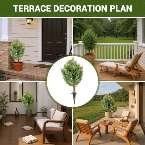 GarveeHome Artificial Cypress Shrub Trees 2 Pack