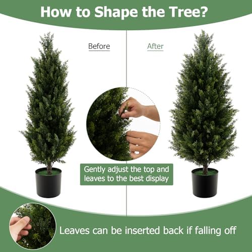 Goplus 3FT Artificial Cedar Tree Set of 2
