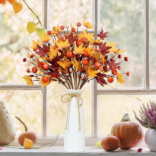 WSTPUPU Artificial Fall Stems 10PCS 17Inch Autumn Berry Decor