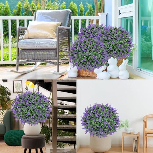 Artificial Boxwood Topiary Balls with Lavender Set of 2