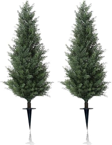 47 Inch Artificial Cypress Topiary Set of 2 with Spike