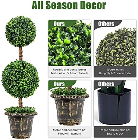 Goplus 3 Ft Artificial Boxwood Topiary Tree