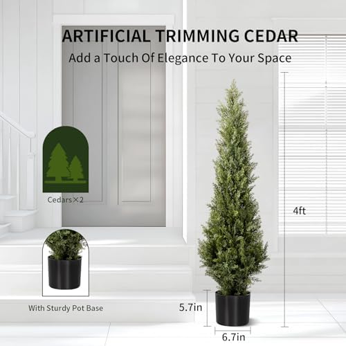 5 Ft Artificial Cedar Topiary Trees 2 Set