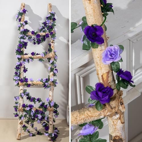 5Pcs 41FT Artificial Purple Rose Garland for Decor