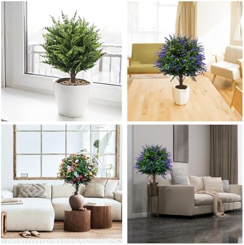 COSDACE Artificial Lavender Topiary Ball Trees 2 Sets