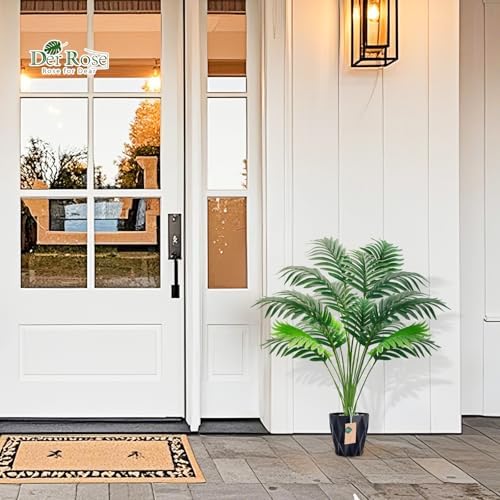 Der Rose 28 Inch Tall Fake Palm Artificial Tree with Black Pot